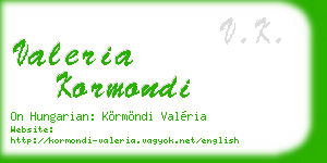 valeria kormondi business card